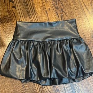 Le Lis Black Faux Leather bubble Skirt